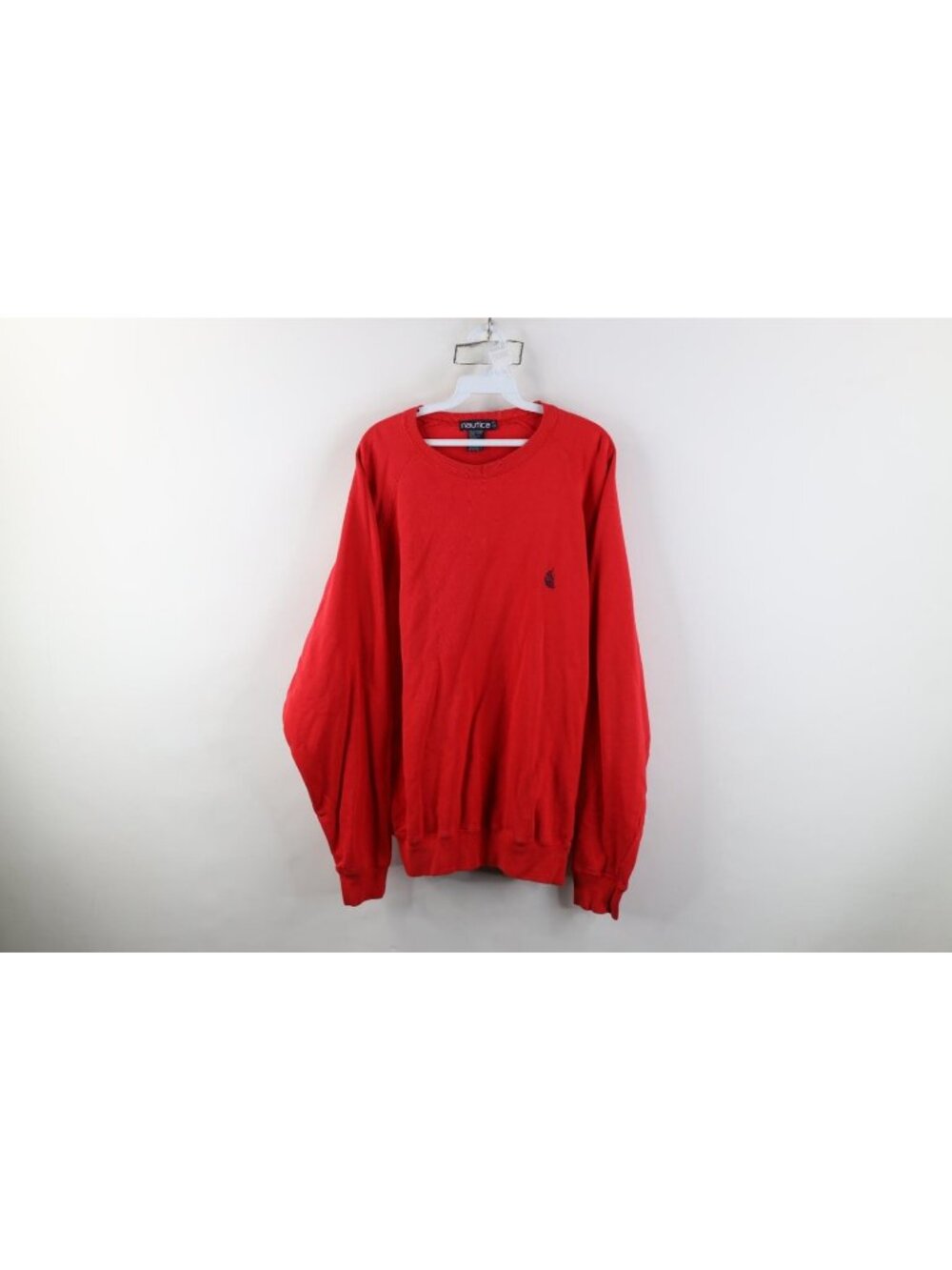 Vintage 90s Nautica Mens Large Faded French Terry Crewneck Sweatshirt Red USA